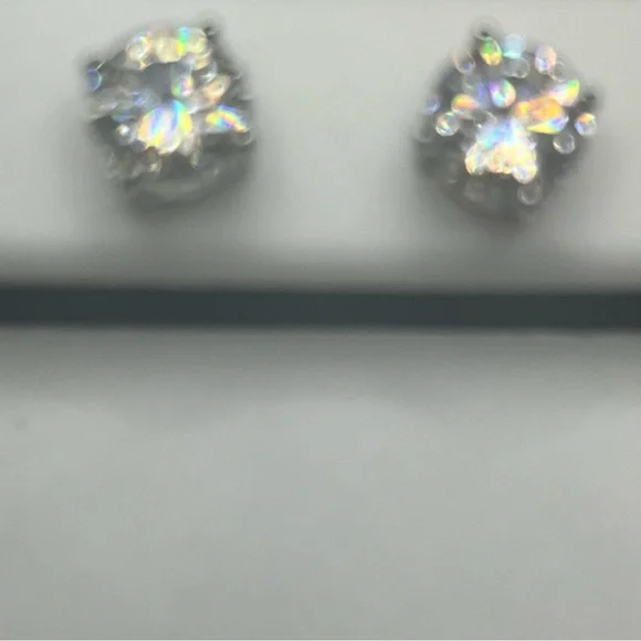 2.40 CTW Moissanite Stud Earrings Sterling Silver Diamond Look - Picture 3 of 6